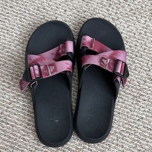 Chaco Black and Purple Slide Sandals